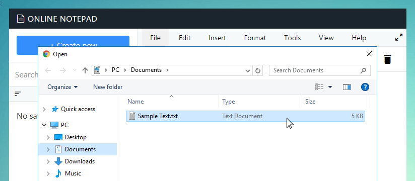 Open file dialog in Tinfo